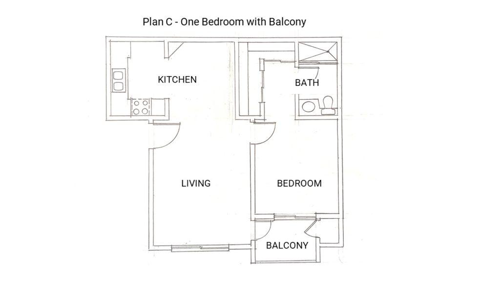 1 bedroom with Balcony